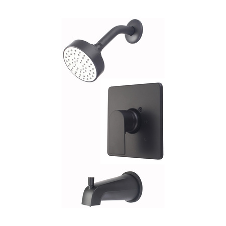 OLYMPIA FAUCETS Single Handle Tub/Shower Trim Set, Wallmount, Matte Black, Handle Style: Lever T-23910-MB